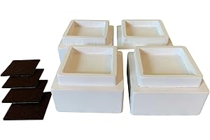 Prime Woodcraft Walnut Wood Risers - 2 Inch Height, 4 Risers, White - Square Bed Risers for Storage and Cleaning - Heavy Duty Furniture Lifter for Table, Couch and Sofa Legs at Home and Office