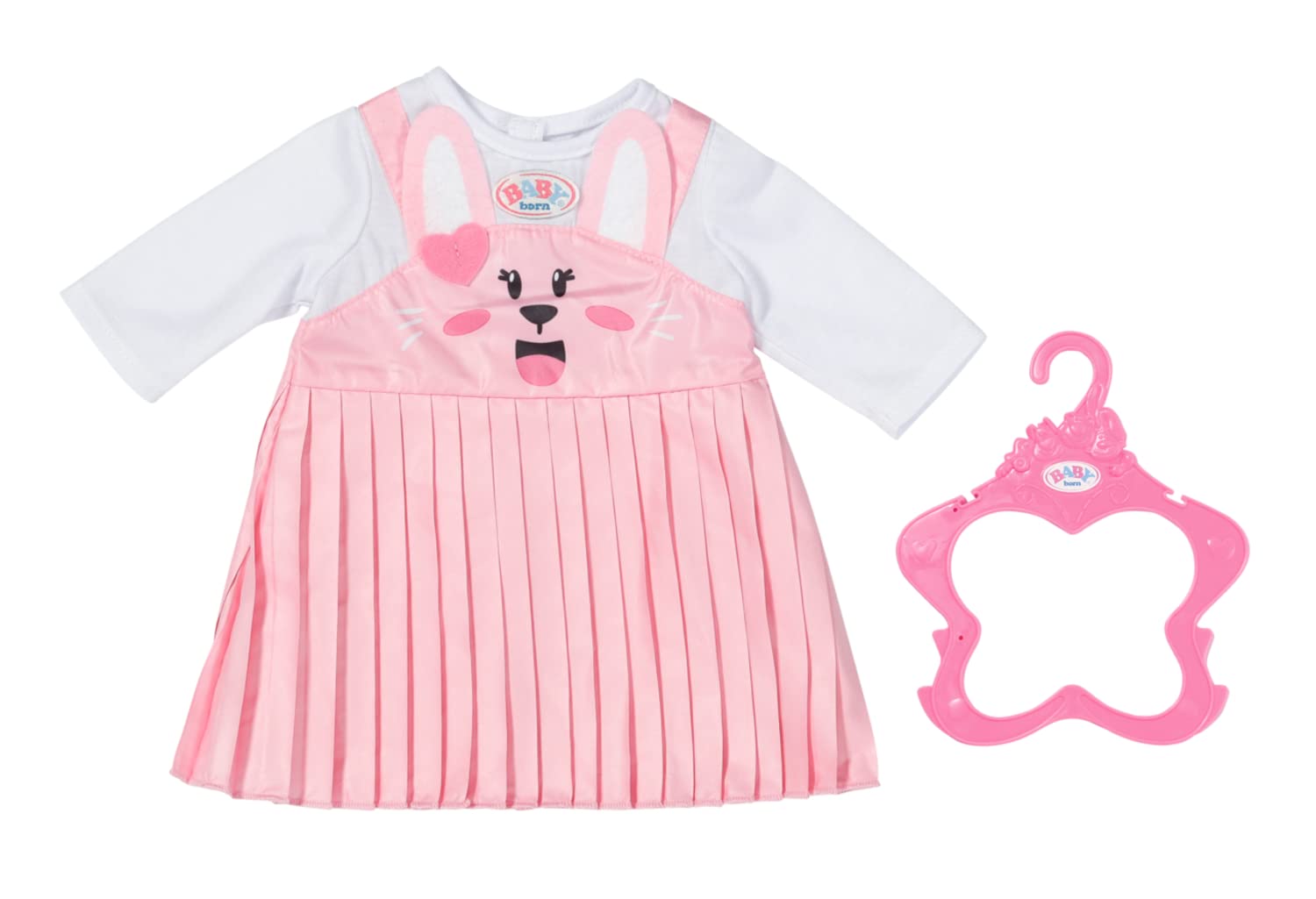 BABY born Bunny Dress - Fits BABY born dolls up to 43cm - Set Includes Bunny Dress with attached long sleeved top and hanger - Suitable for children aged 3+ years - 832868