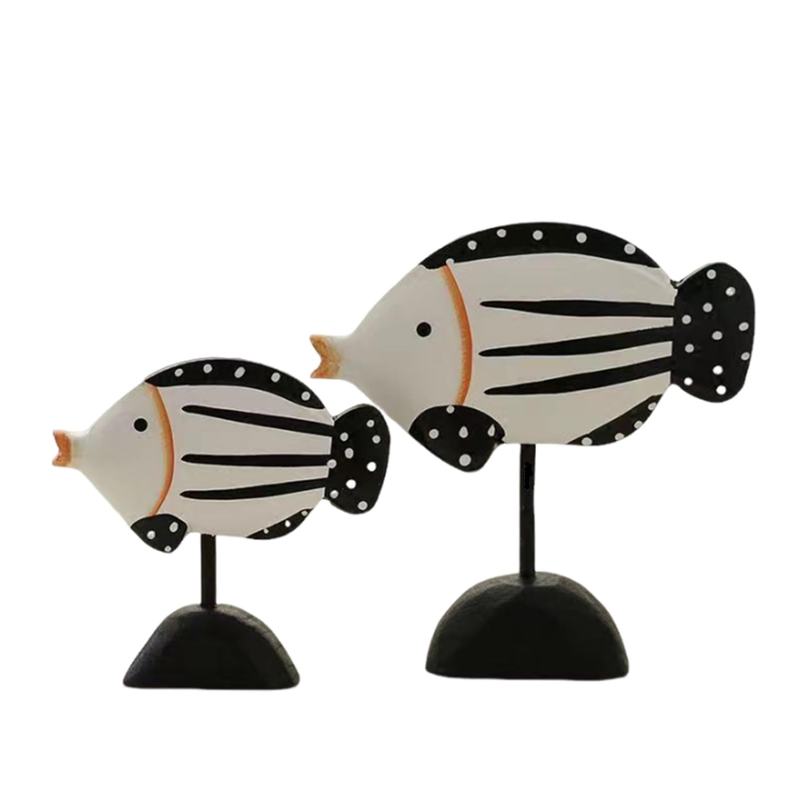 2 Pieces Creative Wooden Fish Ornaments Mediterranean Style Bathroom Animal Ornaments Beach Accessories Nautical Bathroom Accessories (Yellow)