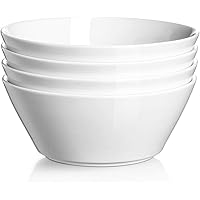DOWAN Ceramic Soup Bowls, 32 Ounces White Ramen Bowl for Noodle, Porcelain Salad Bowls Set of 4, Large Cereal Bowls for…
