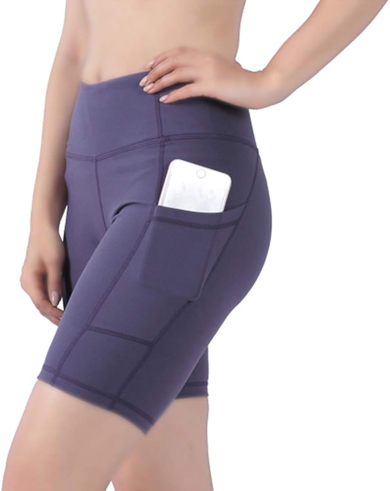 DD DEMOISELLE Women High Waist Stretchy Tummy Control Yoga Shorts with Pockets: Clothing