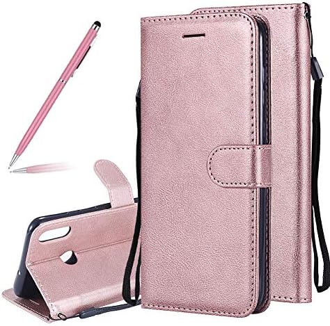 Luxury Classic Flip Folio Wallet Magnetic Closure Protective Case for Huawei Honor 8X,SKYXD Premium PU Leather Detachable Shockproof Cover with Hand Strap for Huawei Honor 8X(Rose Gold)