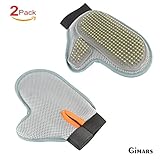 2 Pack 3-in-1 Grooming Glove - Pet Grooming Tool + Furniture Hair Remover Mitt + Men Shampoo Scalp Massage Brush For Cat & Dog with Long Hair - Gentle Shedding Brush - Soft Groomer Mitt