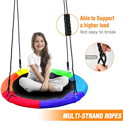 YEEGO DIRECT Giant 40" Flying Saucer Tree Swing Set 900D Oxford Waterproof Frame Bonus Adjustable Hanging Ropes Easy Install, Steel Frame, Accessories Included, 2 Years Warranty(Rainbow)