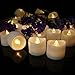 Cozeyat 24pcs Soft Warm White Battery Tea Lights Romantic Flameless LED Candles with Petals for Proposal, Wedding Receptions, Ceremony, Bridal Shower, Dinner Table Setting,Christmas Party Home Decor