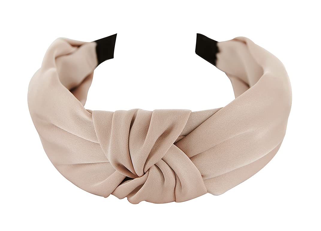 axy Hair Band with Knot and Satin Covered Vintage Beautiful Headband Hair Accessories Ladies Headband HR35A (Taupe)