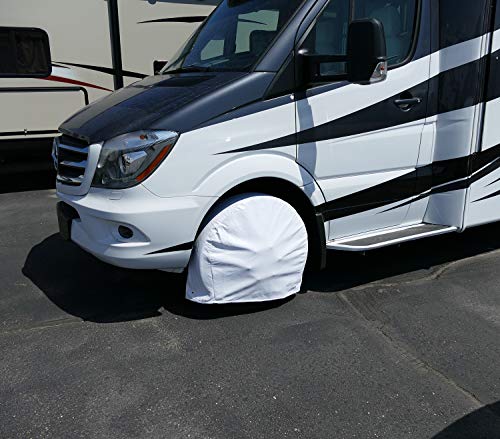 Dumble White RV Tire Covers Set of 2 for 24" to 26" Inch Tires - Camper Wheel Covers, Wheel Protector 2-Pack
