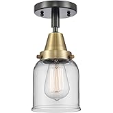 Innovations 447-1C-BAB-G52 Transitional One Light Flush Mount from Franklin Restoration Collection in Two-Tone Finish,