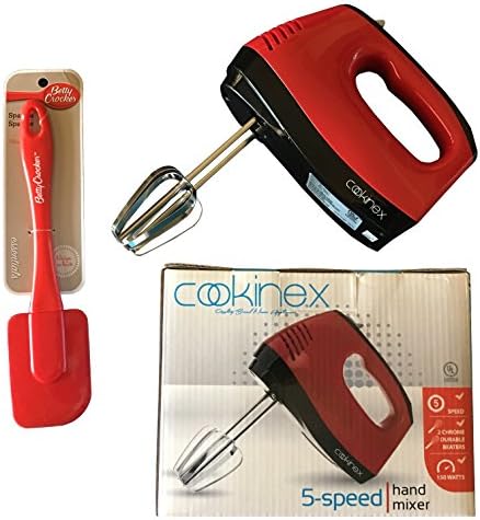 Electric Hand Mixer Red, Silcone Spatula Bundle
