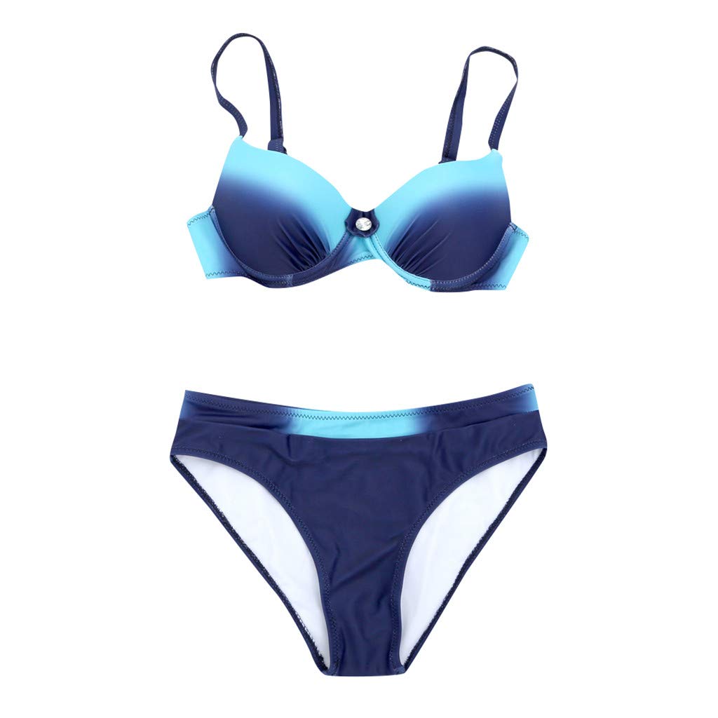 OPALLEY Bikini Damen Bikini Set Zweiteilig Bandeau Neckholder Push Up Bikinis High Waist Sport Bikini mit Shorts