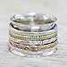 NOVICA Artisan Handmade Sterling Silver Meditation Spinner Ring Copper Brass Textured India Bohemian [band Width 14 mm W] ' Five Senses'