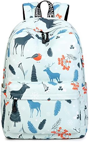 Cute Deer Backpack Water Resistant Laptop Backpack Animal Pattern School Bags Travel Daypack by VOLINER