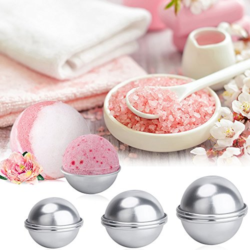DIY Metal Bath Bomb Mold Kits, 12 pcs 3 Size with Baking Stickers Soap Molds Large & Small Bomb Molds Round Molds Fits for Crafting Your Homemade Own Fizzles by Meiso