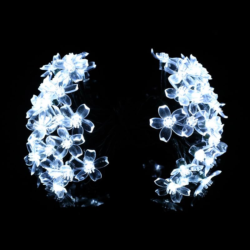 ANTEROOF Outdoor Solar Fairy Lights with 100 LED White Flowers, Waterproof 8 Modes Solar Powered Lights for Patio, Lawn, Garden, Wedding & Party Decor （White） — image 1