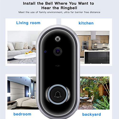 Wireless WiFi Video Doorbell Camera, M6 Visual Intercom Secure Camera Remote Smart Doorbell, Voice Calls, and Short-Term Video, Alarm Push, Night Vision (Gray Smart Doorbell)