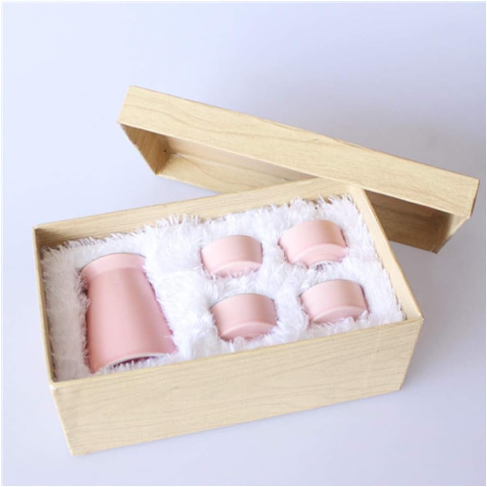 MIRUIKE Ceramic Sake 5 Piece Set Japanese Sake Cup Tea Set Gift Packaging (C)