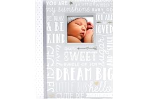 Lil Peach First 5 Years Dream Big Wordplay Baby Memory Book, Gender-Neutral Baby Keepsake for New and Expectant Parents, Pregnancy And Milestone Journal, Gray