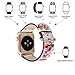 YOSWAN Flower Design Strap for iWatch,38mm 42mm Floral Pattern Printed Leather Wrist Band Apple Watch Link Bracelet for Apple Watch Smartwatch Fitness Tracker Series 3 2 1 Version (White+ Pink, 42mm)