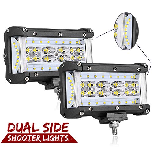 Dual Side Shooter LED Lights, Swatow Industries 2PCS 240W Osram 5 Inch LED Pod Lights Quad Row LED Fog Lights Off Road LED Cube Lights for Truck Tractor SUV ATV UTV Motorcycle Boat