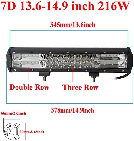 Willpower 15 Inch 216W LED Light Bar Spot Flood Combo Beam Off Road Driving Fog Light With Mounting Bracket for Car Tractor Truck ATV SUV Boat - Image 3