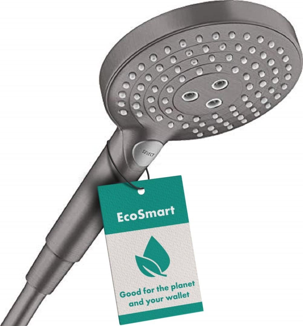 hansgrohe Raindance Select S - water-saving shower head 9 l/min (EcoSmart), hand shower round (125 mm) with 3 sprays, with anti-limescale function, brushed black chrome, 26531340 โ image 1