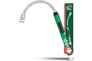 SUPRUS Electric Candle Lighter USB Type C Rechargeable Lighter Steel Shell & Hanging Hook with 360° Flexible Neck(Christmas G