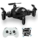 Drone RC Mini Drones for Kids Headless Quadcopter Drone with Foldable Remote Control Helicopter 2.4GHz 6-Axis Kids Drone One Key Return Small airplane for Indoor / Outdoor Flying (Black)