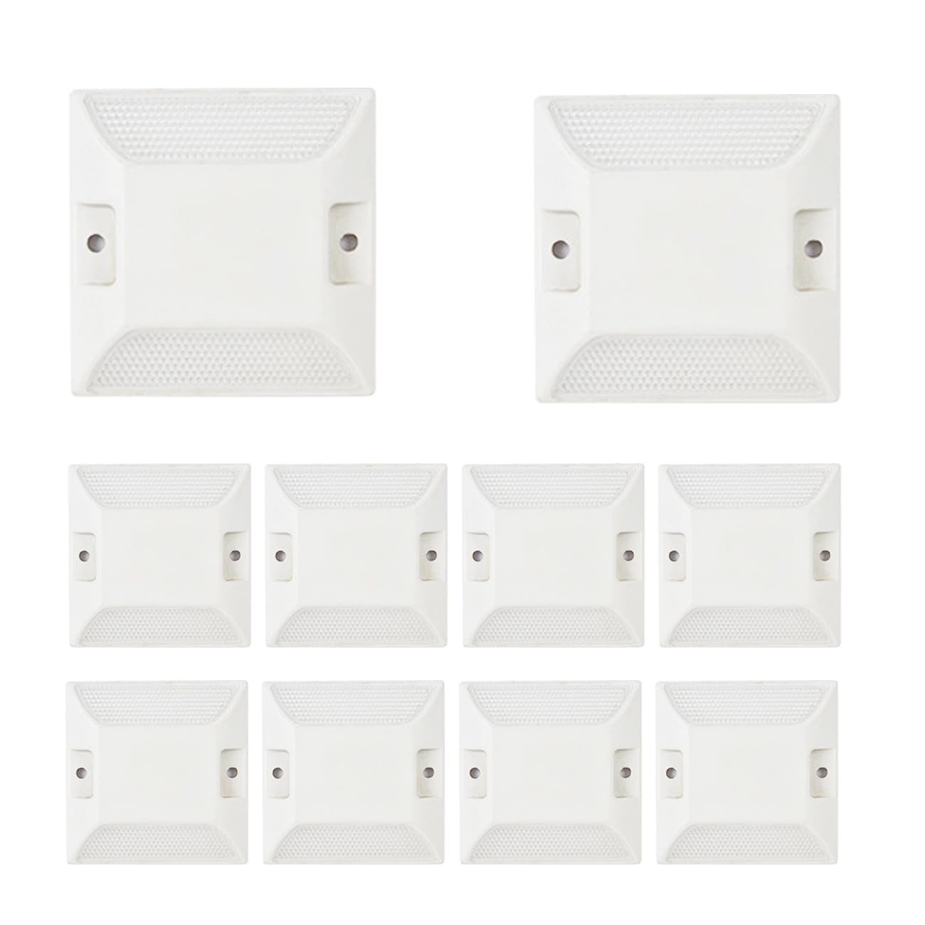 4x4 Inch Road Reflectors, 10 Pack Commercial Driveway White Reflective Pavement Studs