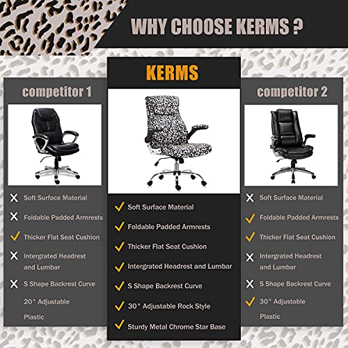 Kerms Modern Desk Chair with Leopard Print, Ergonomic PU Leather Task