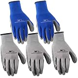 Wells Lamont Nitrile Work Gloves, 5 Pack, Large (580LA),Grey