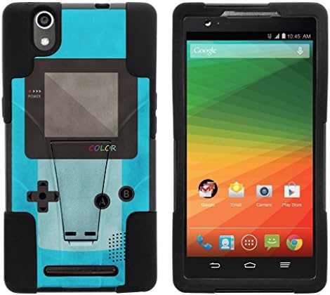 ZTE ZMAX Stand Case, ZTE Z970 Shell [STRIKE IMPACT] Bumper Shell Case Dual Action Silicone Kickstand Hard Shell by Miniturtle - Blue Gameboy