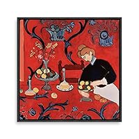 Framed Canvas Wall Art Matisse Guitar Girl Canvas Prints Home Artwork Decoration for Living Room,Bedroom - 16x16 inches