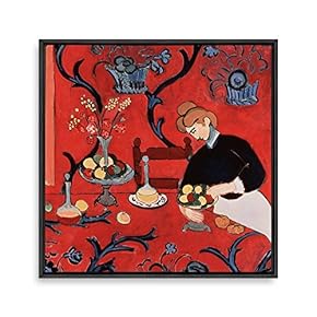 Framed Canvas Wall Art Matisse Guitar Girl Canvas Prints Home Artwork Decoration for Living Room,Bedroom - 16x16 inches