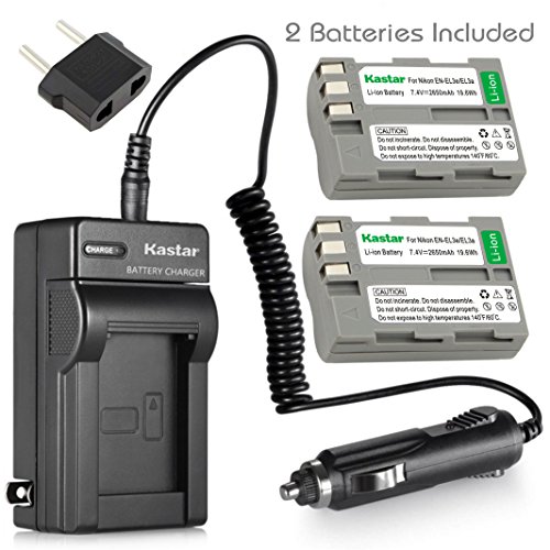 Kastar Battery (2-Pack) and Charger Kit for Nikon EN-EL3e, EN-EL3a, EN-EL3, MH-18, MH-18a work with Nikon D50, D70, D70s, D80, D90, D100, D200, D300, D300S, D700 Cameras and MB-D10, MB-D80 Grips