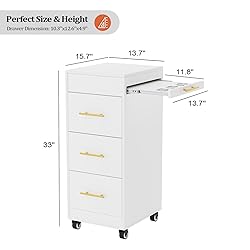 Salon Trolley Cart with Wheels, 3-Drawer Rolling