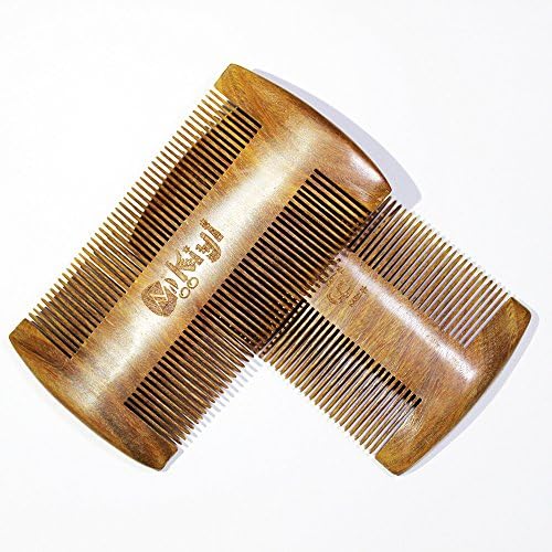 MooKiYi Hair Comb / Beard Comb | Fine Tooth Handmade Green Sandalwood No Static Fine Pocket Comb Beard and Mustache Comb Brush