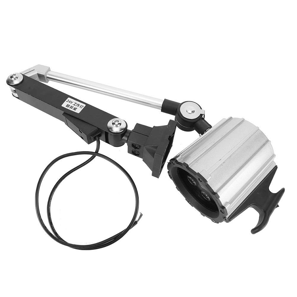 7W 24V LED Adjustable Long Arm Multipurpose Worklight with Screw Fixation for Lathe CNC Milling Machine Sewing(Silver)