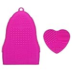 KEDSUM Silicone Makeup Brush Cleaning Mat Brush Cleaner,1 Brush Cleaning Glove with Handy Hook,1 Heart Shaped Small Mat,Set of 2