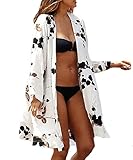 Bestyou Women's Printed Swimwear Rayon Kimono Cover up Cardigan US Size XS-M