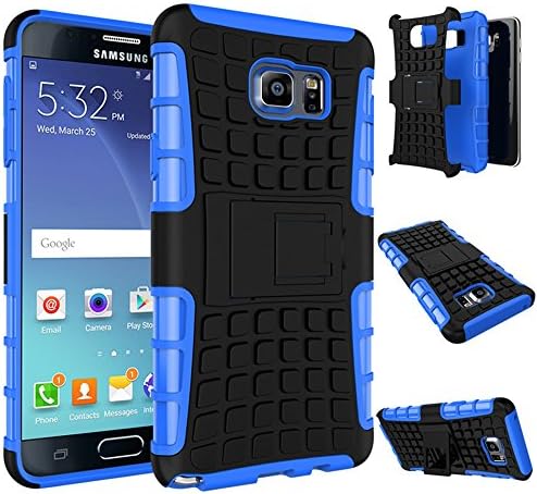 Note 5 Case,Galaxy Note 5 Case,LECIINFO [Non-Slip][Perfect Fit][Stand Feature]Dual Layer Armor Defender Case for Samsung Galaxy Note 5 - (Blue)