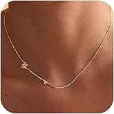 Initial Necklaces for Women,14k Gold Plated Initial Heart Charm Necklace Dainty Letter Choker Necklace for Women Trendy Cute Sideways Initial Custom Name Necklaces Personalized Gold Jewelry Gifts