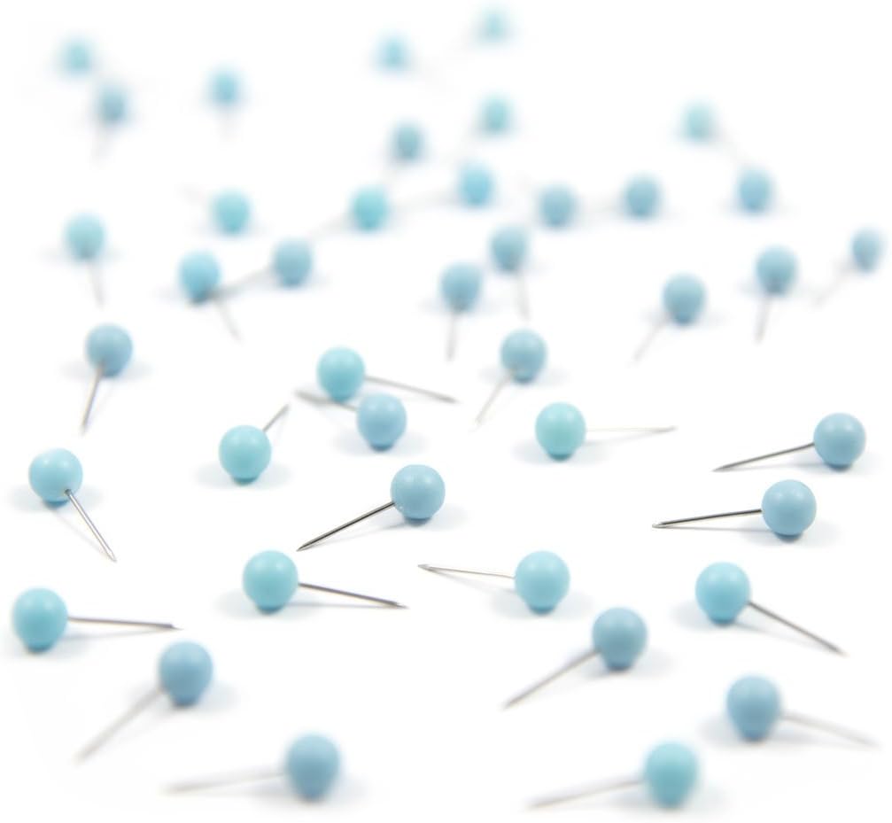 Conquest MapsMap Pins Blue (Sky Blue) by Conquest Maps 1/4" Head - Matte Finish. 50 Per Box. 6mm Push Pin Head - Comfortable map Push pins - boy Push pins