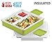 INSULATED BENTO LUNCH BOX - PINNACLE BENTAGO THERMO SLIM DESIGN, TRAY STYLE FOOD CONTAINER – LEAKPROOF - 3 COMPARTMENT PORTION CONTROLL – For Adults And Kids – GREEN