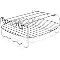 2 Pièces Grille Air Fryer En Acier Inoxydable,20Cm Double