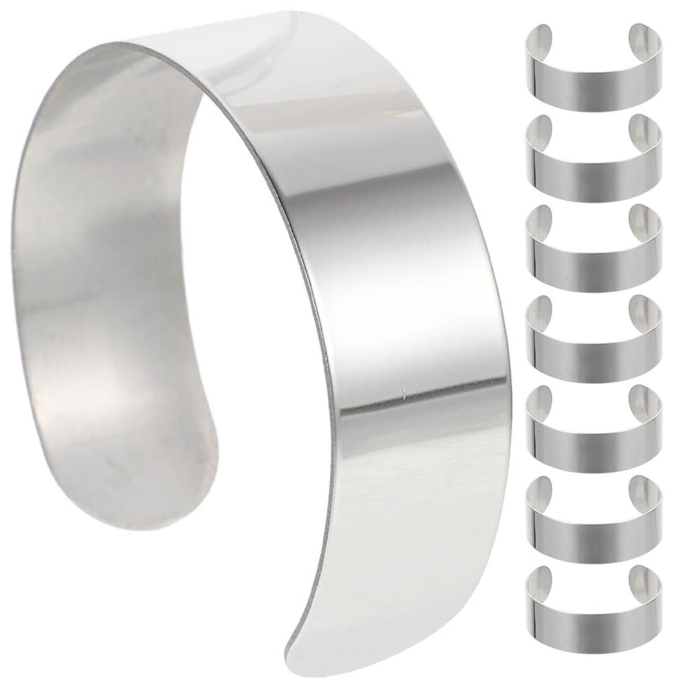 TEHAUX 8pcs Bracelet Blanks, Adjustable Cuff Bangle Bracelet Stainless Steel Blank Bracelet Bangle for Bangle Making DIY Jewelry Making