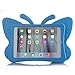 iPad mini case for kids, Feitenn Non-toxic Light weight 3D Cartoon Butterfly EVA Shockproof Drop proof Stand Case for Ipad Mini / Mini 2 / Mini 3/ Mini 4 case (Blue)