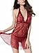 Women Lingerie Nightwear Lace Babydoll Strap Chemise Halter Mini Dress Red Large