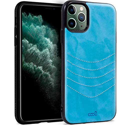 Cool Case for iPhone 11 Pro MAX Leather Blue Embroidery