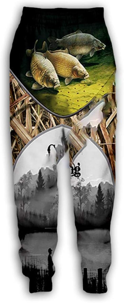 JNCJFS 3D Men's Fishing Pants Carp Cool Printed Harajuku Style Pants