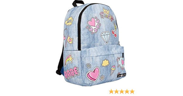 jean backpack with patches